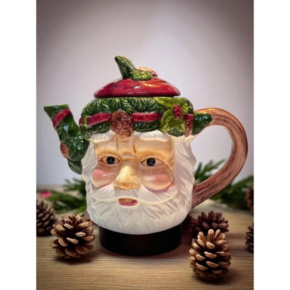 Vintage Hand-Painted Santa Claus Teapot With Lid Holiday Decor Ceramic Festive C - Picture 1 of 8